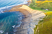 Itxaspe, Gipuzkoa, Basque Country, Spain. Aerial view of Playa Sakoneta