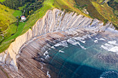 Itxaspe, Gipuzkoa, Basque Country, Spain. Aerial view of Playa Sakoneta