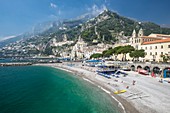 Italy, Campania region, Amalfi Coast listed as a UNESCO World Heritage Site, Amalfi, the beach