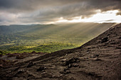 On the crater of the Yasur volcano on Tanna, Vanuatu, South Pacific, Oceania