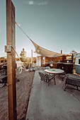 Airbnb Grundstück mit Caravan und Außenbereich im Joshua Tree National Park, Joshua Tree, Los Angeles, Kalifornien, USA, Nordamerika