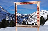 In Obertauern, ski area, pass, snow, sun, ski slopes, panorama frame, winter in Salzburg, Austria