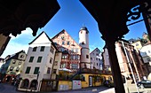 at the collegiate church, Wertheim am Main, old town, middle ages, houses, Taubertal, Württemberg, Germany