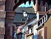 Altstadt von Heidelberg am Neckar, Dächer, Häuser, Kirchdach, Mittelalter, Gasse, Baden-Württemberg, Deutschland