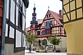 Market square in Harzgerode, Middle Ages, half-timbered houses, East Harz, Saxony-Anhalt, Germany
