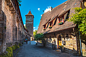 Röderschütt und Stadtmauer in Rothenburg ob der Tauber, Bayern, Deutschland