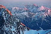 Blick vom Zugspitzplatt, Zugspitze, Garmisch-Partenkirchen, Werdenfelser Land, Oberbayern, Bayern, Deutschland