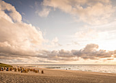 West beach of Wenningstedt in the evening light, Sylt, Schleswig-Holstein, Germany