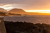 Sunset over Garachico coast, northwestern Tenerife, Spain