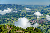 Wolkenstimmung über Himmelschrofen, Oberstdorfer Tal im Hintergrund, Himmelschrofen, Allgäuer Alpen, Allgäu, Bayern, Deutschland