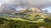 Italy,Veneto,Belluno district,Boite Valley,panoramic view of Cortina d'Ampezzo,renowned winter and summer tourist resort