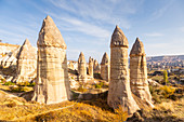 The rock tuff formations call fairy chimneys in Goreme, Kaisery district, Anatolia, Turkey.