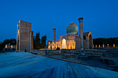 Tamerlane, Timur, mausoleum in Samarkand by night. Sammarcanda, Uzbekistan, Central Asia.