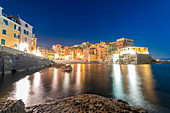 Night at the port of Boccadasse, Genoa, Liguria, Italy