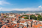View of the old town from the bell tower of St Domnius. Split - Dalmatia county, Croatia.