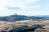 Blick über die Insel Nordöyan, Fischerdorf, Folda, Namdalen, Tröndelag, Norwegen