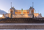 View of the Vittoriano monument, called also Altare della Patria in Venezia square. Rome, Rome district, Lazio, Europe, Italy.