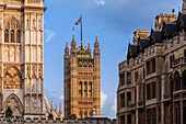 Vereinigtes Königreich, London, Westminster, Victoria Tower vom Hof der Westminster Abbey