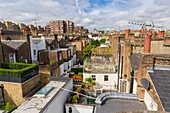 United Kingdom, London, Kensington district close to Notting Hill, roofs townhouses with outdoor patios upstairs