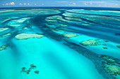Luftaufnahme von Korallenriffen, Aldabra, Seychellen
