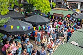 United Kingdom, London, Camden, Camden market on Sunday, food court