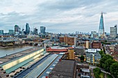 United Kingdom, London, Southwark, the Thames, the City and the Shard tower of Renzo Piano