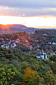 View from Metilstein to Eisenach with the Burschenschaftsdenkmal, Thuringia, Germany, Europe