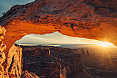 Sunrise at Mesa Arch in Canyonlands National Park, Utah, USA, North America
