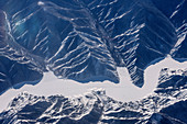 Luftbildaufnahme im Norden Chinas, China, Asien