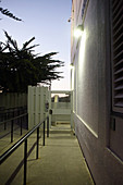 Secured door in the evening in Monterey, California, USA.