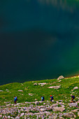 Bergwandern im Naturpark Texelgruppe, das Gebiet der Spronser Seen, Grünsee, Südtirol, Italien