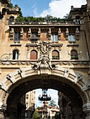 Quartiere Coppeda, Rome, Italy: archway between the two towers of the Palazzi degli Ambasciatori