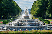 Fountain at Herrenchiemsee Castle, Herrenchiemsee, Chiemsee, Upper Bavaria, Bavaria, Germany