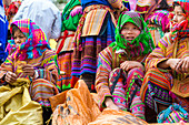 Flower Hmong tribes people at market, Bac Ha, Lao Cai province, Vietnam.
