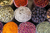 Spices and herbs for sale at Spice Souk in Deira Dubai United Arab Emirates
