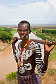 Karo tribesman with body paint, Omo Valley, Ethiopia