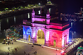 View of the Gateway of India at night in Mumbai, India