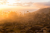 Stone circles at Iron Age Village of Castro de Santa Tegra, Santa Tecla, Pontevedra, Galicia, Spain