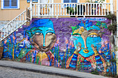 Chile, Valparaiso, mural, graffiti, street scene, 
