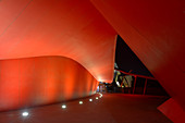 The National Museum of Australia Canberra at night at the Australian Capital Territory.The museum holds the world's largest collection of Aboriginal bark paintings and stone tool.
