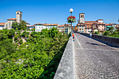 Cividale del Friuli and the Devil's Bridge (Ponte del Diavolo) on the Natisone river, Udine, Friuli Venezia Giulia, Italy, Europe