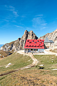 Tires Hut, Sciliar-Catinaccio Natural Park, Dolomites, Trentino Alto Adige, Italy 