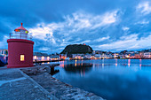 The old Molja Lighthouse at dusk, Alesund, More og Romsdal county, Norway