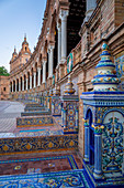 Details of Plaza de Espana azulejos. Seville, Andalucia, Spain