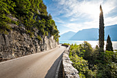 Strada della Forra and SS gardesana occidentale near Tremosine, Brescia province, Garda Lake, Lombardy, Italy