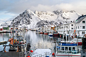 Henningsvaer Hafen, Lofoten Inseln, Nordland, Norwegen.