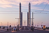 France, Gironde, Bordeaux, area listed as World Heritage by UNESCO, Chaban Delmas bridge designed by architects Charles Lavigne, Thomas Lavigne and Christophe Cheron