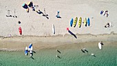 France, Finistere, Nevez, Port Manech, the beach of Port Manech (aerial view)