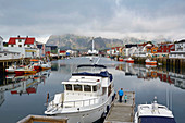 In the port of Henningsvaer, Austvagoey, Lofoten, Nordland, Norway, Europe