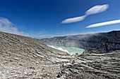 Schwefelquellen am Kratersee des Gunung Ijen im Osten von Java, Indonesien, Südostasien, Asien
